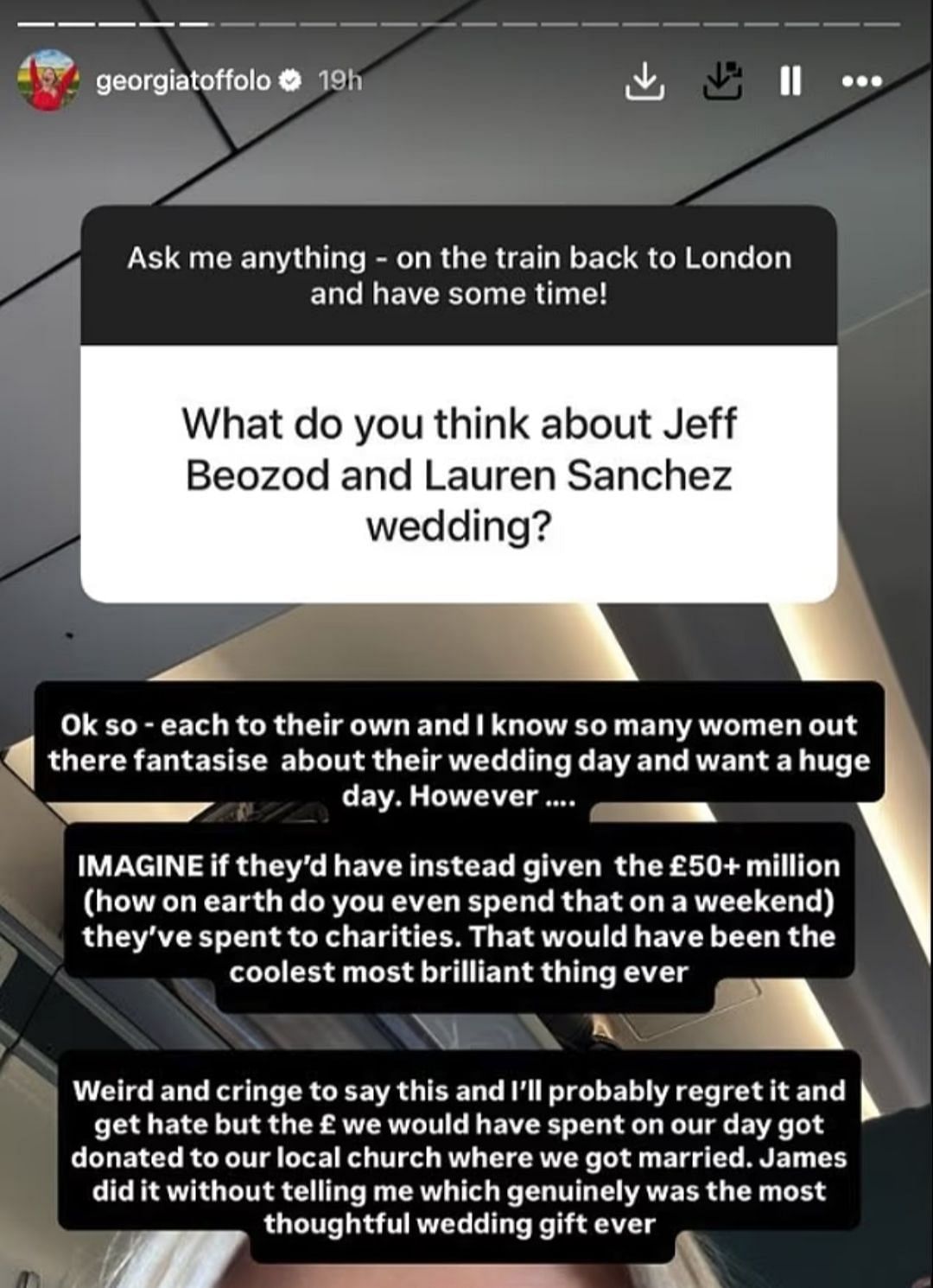 Georgia Toffolo spoke about Jeff Bezos' wedding (Photo via Instagram/@georgiatoffolo)